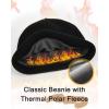 imageFURTALK Mens Beanie Fleece Lined Winter Hats Double Layered Stylish Knited Cuffed Plain HatBlack