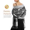 imageFURTALK Reversible Paisley Pashmina Shawl Wraps for Women Soft Exotic Indian Rave Scarf for Evening Dress Festival ScarvesBlack White