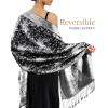 imageFURTALK Reversible Paisley Pashmina Shawl Wraps for Women Soft Exotic Indian Rave Scarf for Evening Dress Festival ScarvesBlack White