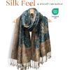 imageFURTALK Reversible Paisley Pashmina Shawl Wraps for Women Soft Exotic Indian Rave Scarf for Evening Dress Festival ScarvesEmerald Blue