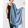 imageFURTALK Reversible Paisley Pashmina Shawl Wraps for Women Soft Exotic Indian Rave Scarf for Evening Dress Festival ScarvesLight Lake Blue