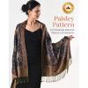 imageFURTALK Reversible Paisley Pashmina Shawl Wraps for Women Soft Exotic Indian Rave Scarf for Evening Dress Festival ScarvesNavy