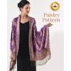 imageFURTALK Reversible Paisley Pashmina Shawl Wraps for Women Soft Exotic Indian Rave Scarf for Evening Dress Festival ScarvesViolet