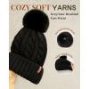 imageFURTALK Satin Lined Winter Hats for Women Men Knit Beanie Hat Warm Pom Pom CapBlack