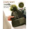 imageFURTALK Satin Lined Winter Hats for Women Men Knit Beanie Hat Warm Pom Pom CapGreen
