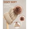 imageFURTALK Satin Lined Winter Hats for Women Men Knit Beanie Hat Warm Pom Pom CapLight Khaki