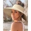 imageFURTALK Sun Hats for Women Wide Brim Beach Hat Straw Visor Ponytail Summer UV Packable Foldable Beach Vacation EssentialsBeige
