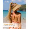 imageFURTALK Sun Hats for Women Wide Brim Beach Hat Straw Visor Ponytail Summer UV Packable Foldable Beach Vacation EssentialsKhaki