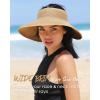 imageFURTALK Sun Hats for Women Wide Brim Beach Hat Straw Visor Ponytail Summer UV Packable Foldable Beach Vacation EssentialsKhaki