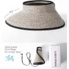 imageFURTALK Sun Hats for Women Wide Brim Beach Hat Straw Visor Ponytail Summer UV Packable Foldable Beach Vacation EssentialsMix Khaki With Black