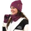 imageFURTALK Winter Beanie Hat Scarf Touchscreen Gloves Set 3 Pcs Warm Knit Beanies Hat Fleece Lined Skull Cap for Men WomenRose Red