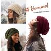 imageFURTALK Winter Beanie Hat for Women Satin Lined Cable Knit Chunky Slouchy Beanies Skull Warm CapBlack