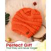 imageFURTALK Winter Beanie Hat for Women Satin Lined Cable Knit Chunky Slouchy Beanies Skull Warm CapPumpkin Orange