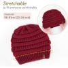 imageFURTALK Winter Beanie Hat for Women Satin Lined Cable Knit Chunky Slouchy Beanies Skull Warm CapWine Red