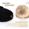 imageFURTALK Winter Beanie Hats for Women Fleece Lined Pom Pom Knitted Warm Beanie Caps01black
