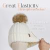 imageFURTALK Winter Beanie Hats for Women Fleece Lined Pom Pom Knitted Warm Beanie Caps03 White