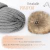 imageFURTALK Winter Beanie Hats for Women Fleece Lined Pom Pom Knitted Warm Beanie Caps05fog Gray