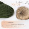 imageFURTALK Winter Beanie Hats for Women Fleece Lined Pom Pom Knitted Warm Beanie CapsPine Green