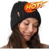 imageFURTALK Winter Hats for Women Fleece Lined Beanie Knit Chunky Womens Snow CapBlack