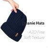 imageFURTALK Winter Hats for Women Fleece Lined Beanie Knit Chunky Womens Snow CapNavy Blue