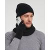imageFURTALK Winter Knit Beanie Hat Sacrf Touch Screen Gloves Set Soft Fleece Lining Warm Beanie Unisex Winter SetBlack