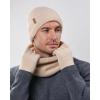 imageFURTALK Winter Knit Beanie Hat Sacrf Touch Screen Gloves Set Soft Fleece Lining Warm Beanie Unisex Winter SetLight Khaki