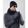 imageFURTALK Winter Knit Beanie Hat Sacrf Touch Screen Gloves Set Soft Fleece Lining Warm Beanie Unisex Winter SetNavy Blue