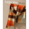 imageFURTALK Winter Scarf for Women Oversized Plaid Chunky Thick Blanket Scarves Warm Colorful Cold Weather Long WrapOrangegrey