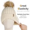 imageFURTALK Womens Winter Knitted Beanie Hat with Faux Fur Pom Warm Knit Skull Cap Beanie for WomenBeige