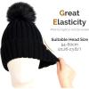 imageFURTALK Womens Winter Knitted Beanie Hat with Faux Fur Pom Warm Knit Skull Cap Beanie for WomenBlack With Black Pom
