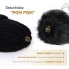 imageFURTALK Womens Winter Knitted Beanie Hat with Faux Fur Pom Warm Knit Skull Cap Beanie for WomenBlack With Black Pom