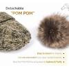 imageFURTALK Womens Winter Knitted Beanie Hat with Faux Fur Pom Warm Knit Skull Cap Beanie for WomenBlackDark Beige Mixed