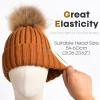 imageFURTALK Womens Winter Knitted Beanie Hat with Faux Fur Pom Warm Knit Skull Cap Beanie for WomenCaramel