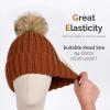 imageFURTALK Womens Winter Knitted Beanie Hat with Faux Fur Pom Warm Knit Skull Cap Beanie for WomenDark Orange