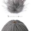imageFURTALK Womens Winter Knitted Beanie Hat with Faux Fur Pom Warm Knit Skull Cap Beanie for WomenFog Gray