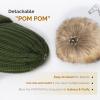 imageFURTALK Womens Winter Knitted Beanie Hat with Faux Fur Pom Warm Knit Skull Cap Beanie for WomenPine Green
