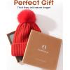 imageFURTALK Womens Winter Knitted Beanie Hat with Faux Fur Pom Warm Knit Skull Cap Beanie for WomenRed With Red Pom