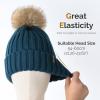 imageFURTALK Womens Winter Knitted Beanie Hat with Faux Fur Pom Warm Knit Skull Cap Beanie for WomenWood Blue