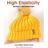 imageFURTALK Womens Winter Knitted Beanie Hat with Faux Fur Pom Warm Knit Skull Cap Beanie for WomenYellow With Yellow Pom