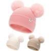 imageFURTALK Baby Beanie Infant Newborn Toddler Winter Hat Double Pom Pom Warm Knit Cap for Girls BoysBeigepinkkhaki