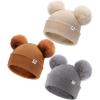 imageFURTALK Baby Beanie Infant Newborn Toddler Winter Hat Double Pom Pom Warm Knit Cap for Girls BoysDark Greykhakicaramel