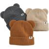 imageFURTALK Baby Beanie Winter Hat with Bear Ear for Infant Toddler Boys Girls Soft Knitted Skull CapDark Greykhakicaramel