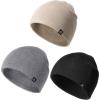 imageFURTALK DoubleLayer Beanie Hats Men Women Ultra Soft Stretchy Cuffless Winter Hat Unisex Warm Thick Beanie Cap Winter HatBlackgreykhaki
