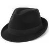 imageFURTALK Fedora Hats for Men Women Short Brim Felt Trilby Hat with Ribbon Adjustable SizeBlack