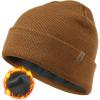 imageFURTALK Mens Beanie Fleece Lined Winter Hats Double Layered Stylish Knited Cuffed Plain HatBrown