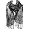 imageFURTALK Reversible Paisley Pashmina Shawl Wraps for Women Soft Exotic Indian Rave Scarf for Evening Dress Festival ScarvesBlack White
