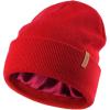 imageFURTALK Satin Lined Beanie for Women Men Knit Beanie Hat Acrylic Winter Hats Warm Slouchy Skull CapRed