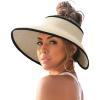 imageFURTALK Sun Hats for Women Wide Brim Beach Hat Straw Visor Ponytail Summer UV Packable Foldable Beach Vacation EssentialsBeige With Black