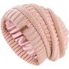 imageFURTALK Winter Beanie Hat for Women Satin Lined Cable Knit Chunky Slouchy Beanies Skull Warm CapBlush Pink
