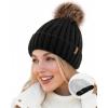 imageFURTALK Winter Beanie Hats for Women Fleece Lined Pom Pom Knitted Warm Beanie Caps01black